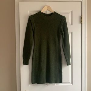 Olive green short sweater dress